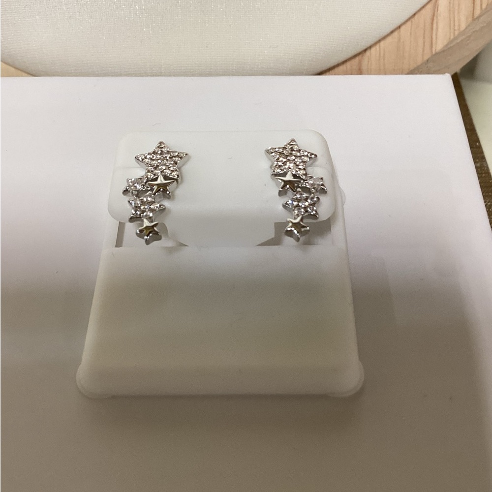 Silver Star Cluster Earrings - image 3